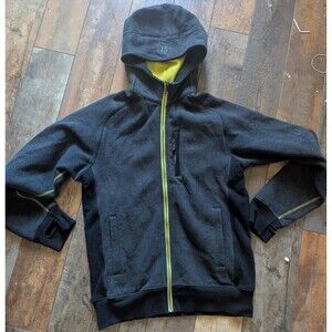 Lululemon Men's Grey Warm Cotton Blend Hooded Full-Zip Fleece Jacket - Size S